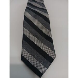 Perry Ellis Portfolio Tie Mens Silver Black Gray Abbott Stripe Necktie Polyester